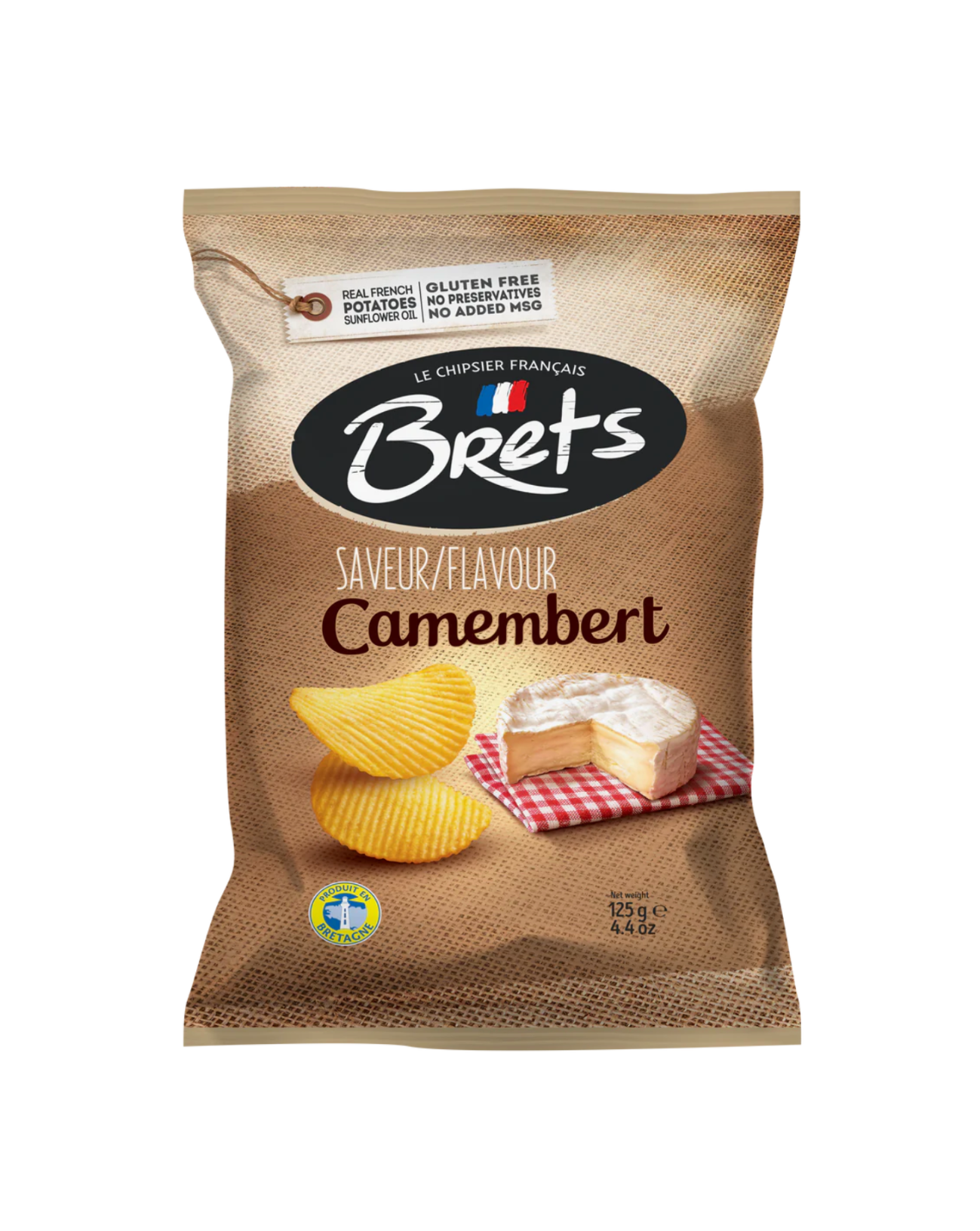Brets camembert potato chips bag