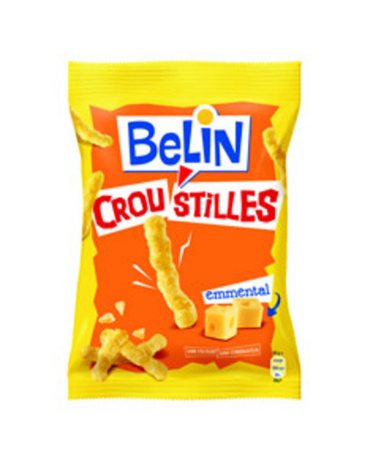 Yellow and orange Belin Croustilles bag of cheese flavored potato chips