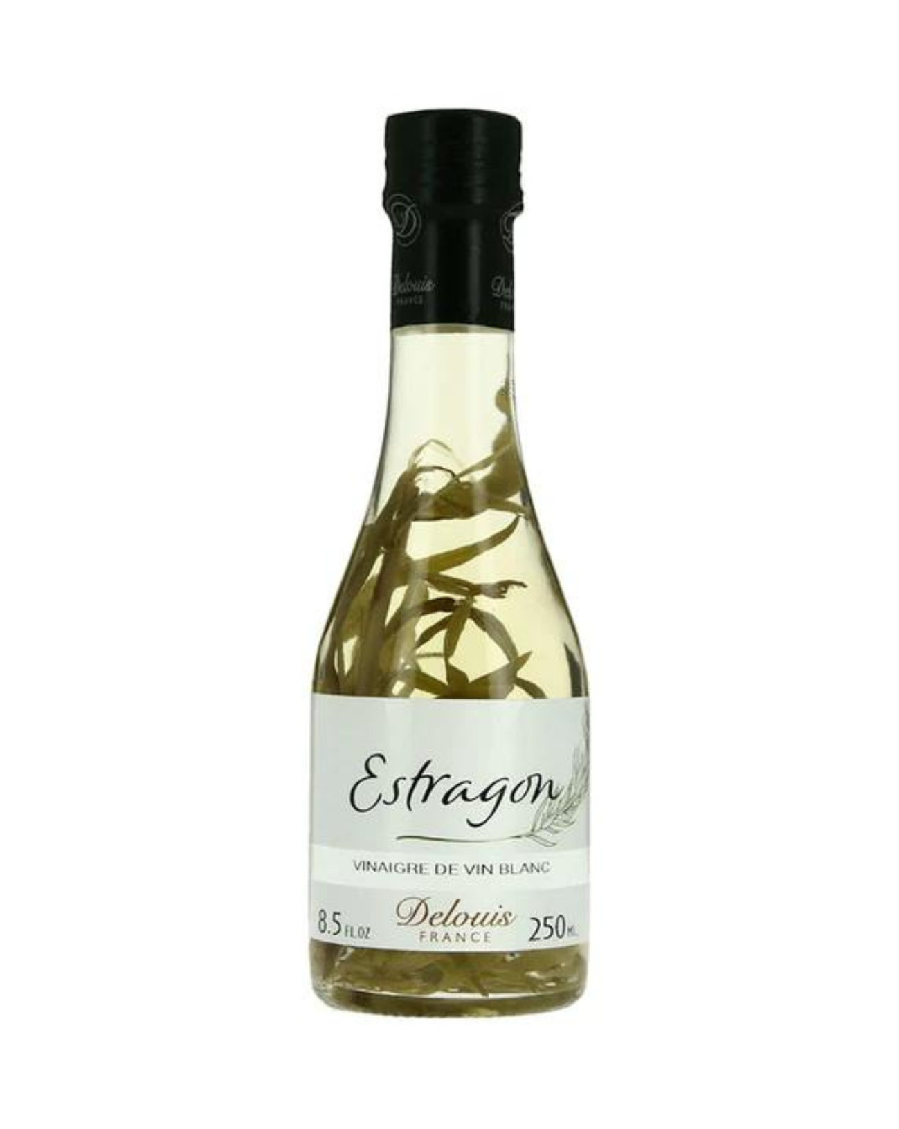 Delouis Vinegar w/Fresh Tarragon glass bottle floating inside of it