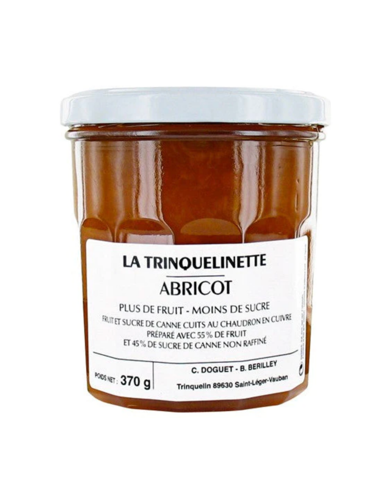 glass jar of La Trinquelinette Apricot Jam 370g (13 oz)