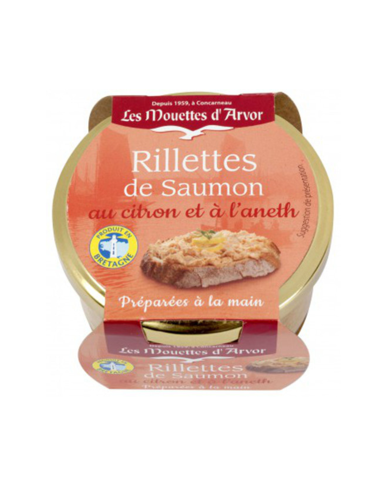 packaged can of Mouettes d'Arvor Salmon Rillettes w/Lemon & Dill 125g (4.4 oz)