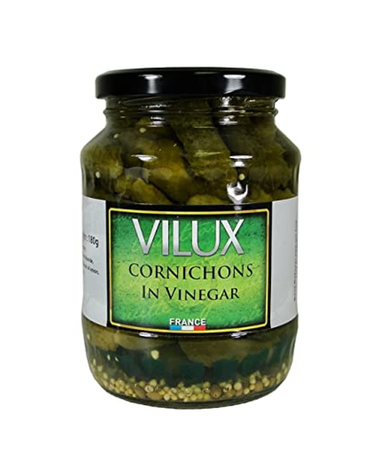 a jar of Vilux Cornichons in vinegar 180g (6.3 oz)